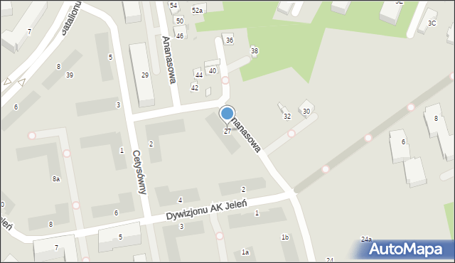 Warszawa, Ananasowa, 27, mapa Warszawy