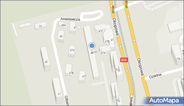 Warszawa, Anielewicza Mordechaja, 45, mapa Warszawy