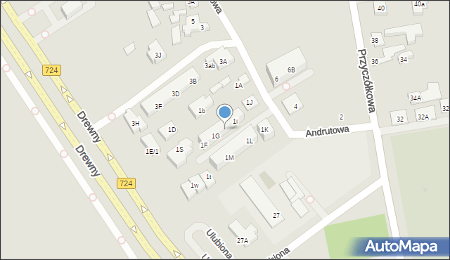 Warszawa, Andrutowa, 1H, mapa Warszawy