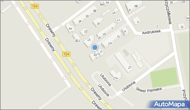 Warszawa, Andrutowa, 1w, mapa Warszawy