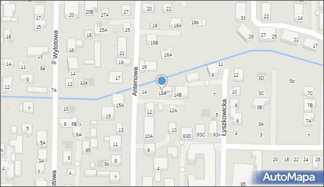 Warszawa, Antenowa, 14A, mapa Warszawy