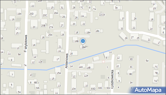 Warszawa, Antenowa, 16A, mapa Warszawy