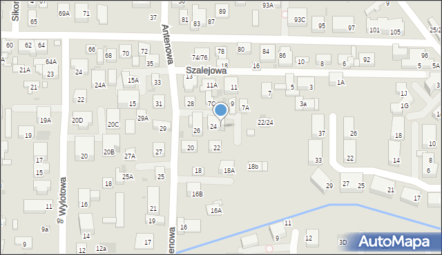 Warszawa, Antenowa, 24A, mapa Warszawy