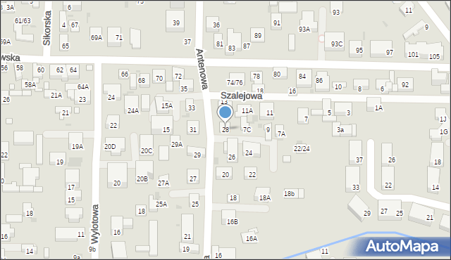 Warszawa, Antenowa, 28, mapa Warszawy