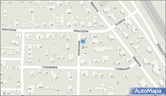 Warszawa, Antenowa, 46, mapa Warszawy
