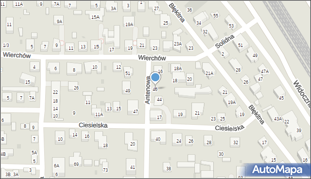 Warszawa, Antenowa, 46, mapa Warszawy