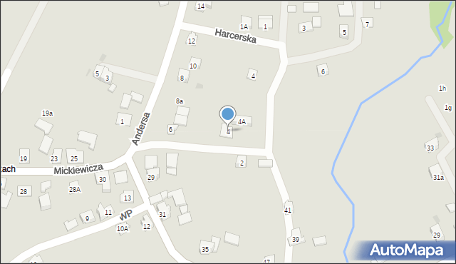 Wilamowice, Andersa Władysława, gen., 4, mapa Wilamowice