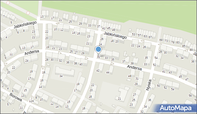 Zabrze, Andersa Władysława, gen., 31, mapa Zabrza