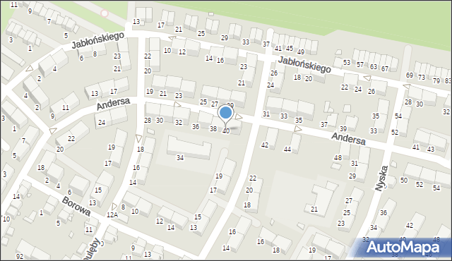 Zabrze, Andersa Władysława, gen., 40, mapa Zabrza