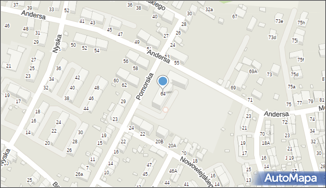 Zabrze, Andersa Władysława, gen., 64, mapa Zabrza