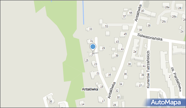 Zakopane, Antałówka, 27, mapa Zakopanego