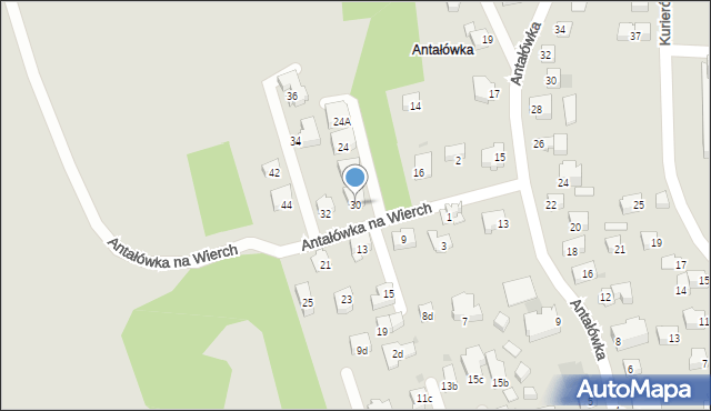 Zakopane, Antałówka na Wierch, 30, mapa Zakopanego