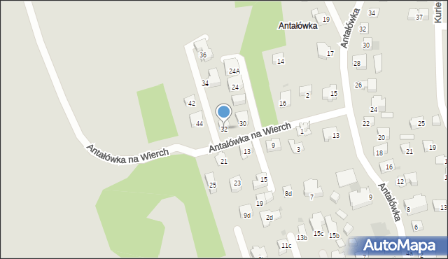 Zakopane, Antałówka na Wierch, 32, mapa Zakopanego