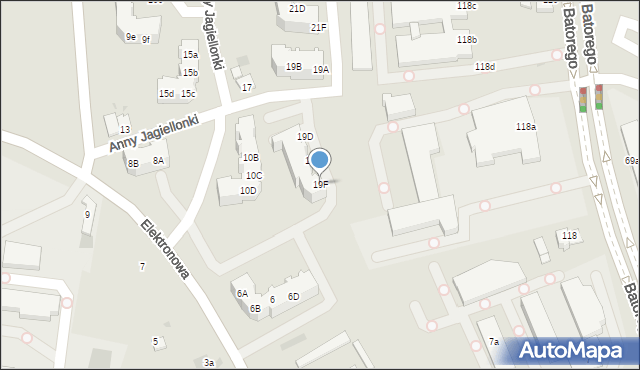 Zielona Góra, Anny Jagiellonki, 19F, mapa Zielona Góra