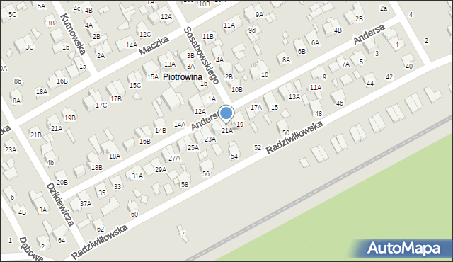 Żyrardów, Andersa Władysława, gen., 21A, mapa Żyrardów