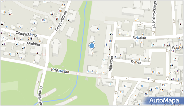 Krzeszowice, Apteczna, 3, mapa Krzeszowice