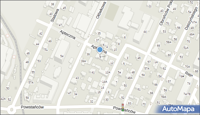 Pruszków, Apteczna, 3, mapa Pruszków