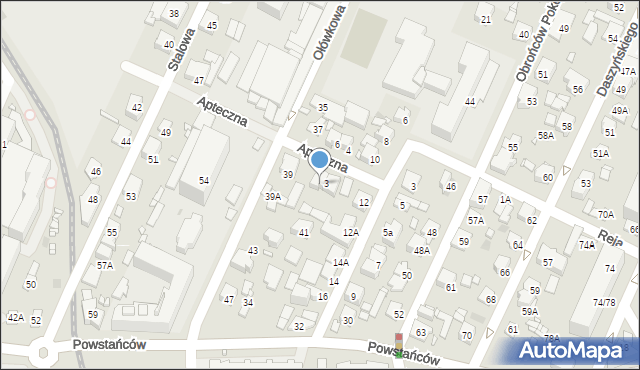 Pruszków, Apteczna, 3A, mapa Pruszków