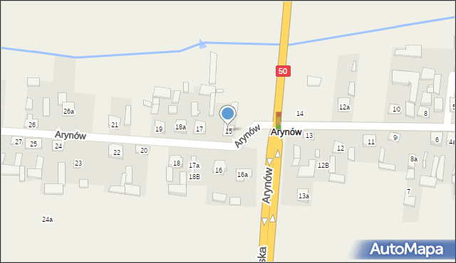 Arynów, Arynów, 15, mapa Arynów