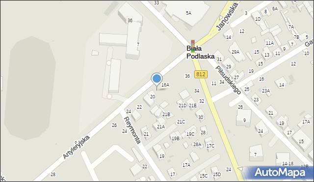 Biała Podlaska, Artyleryjska, 18, mapa Białej Podlaskiej