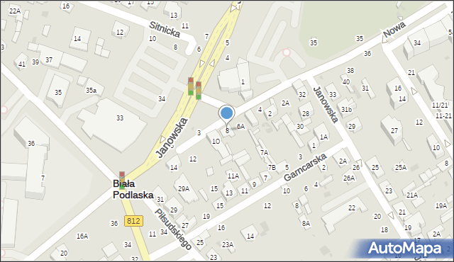 Biała Podlaska, Artyleryjska, 8, mapa Białej Podlaskiej