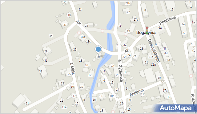 Bogatynia, Armii Krajowej, 20, mapa Bogatynia