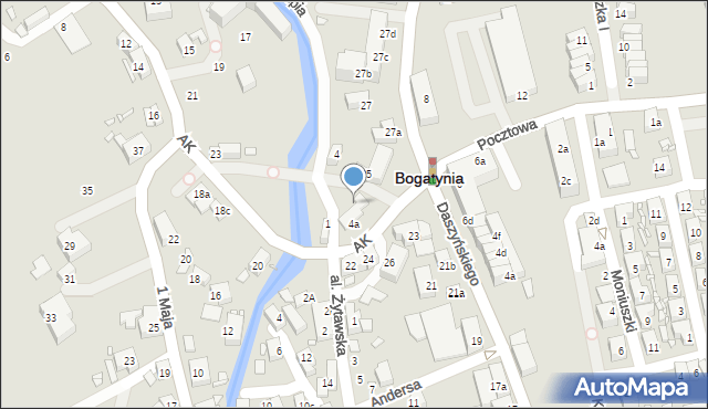 Bogatynia, Armii Krajowej, 25, mapa Bogatynia
