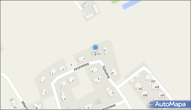 Brzozówka, Aroniowa, 9, mapa Brzozówka