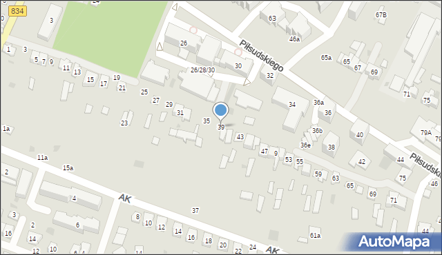 Bychawa, Armii Krajowej, 39, mapa Bychawa