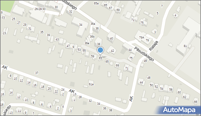 Bychawa, Armii Krajowej, 63, mapa Bychawa