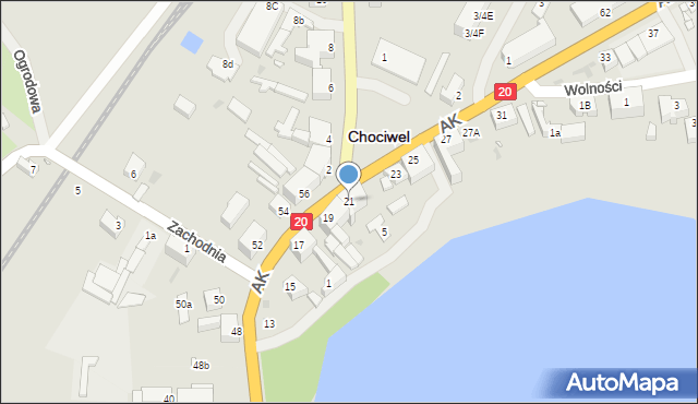Chociwel, Armii Krajowej, 21, mapa Chociwel