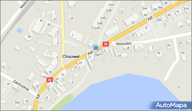 Chociwel, Armii Krajowej, 27A, mapa Chociwel