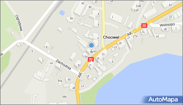 Chociwel, Armii Krajowej, 56, mapa Chociwel