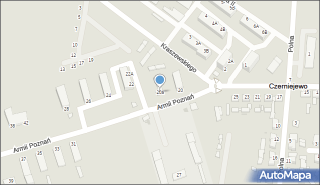 Czerniejewo, Armii Poznań, 20a, mapa Czerniejewo