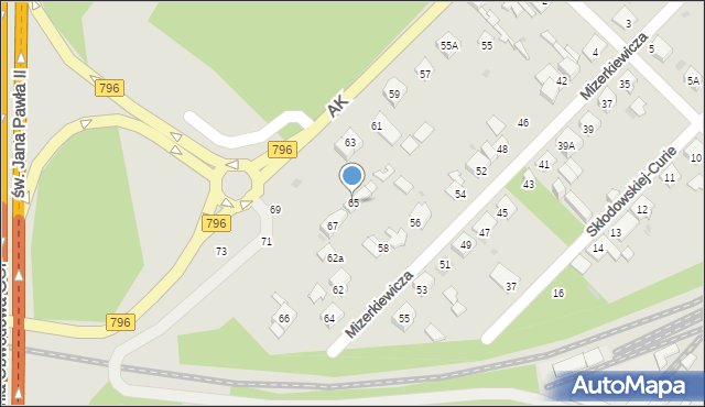 Dąbrowa Górnicza, Armii Krajowej, 65, mapa Dąbrowa Górnicza