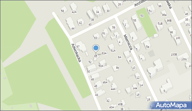 Gdynia, Architektów, 65A, mapa Gdyni