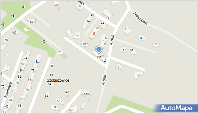 Gliwice, Aronii, 10a, mapa Gliwic