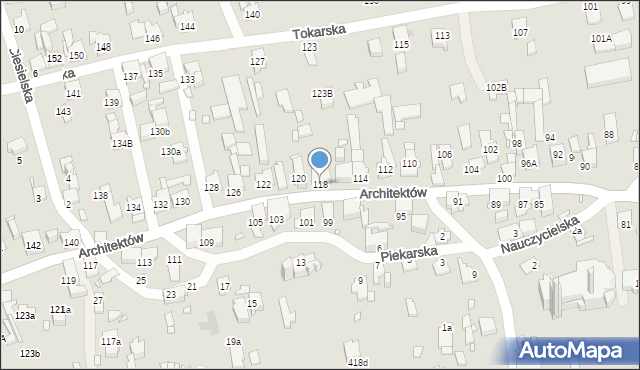 Gliwice, Architektów, 118, mapa Gliwic