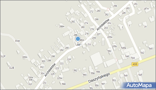 Gliwice, Architektów, 286, mapa Gliwic