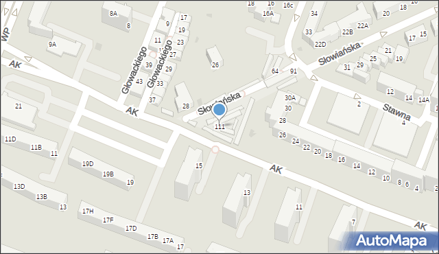 Głogów, Armii Krajowej, 111, mapa Głogów