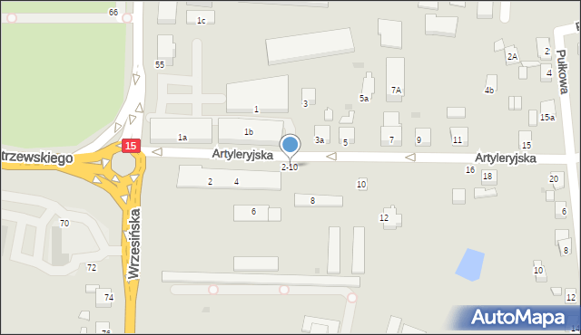 Gniezno, Artyleryjska, 2-10, mapa Gniezna