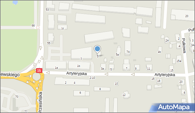 Gniezno, Artyleryjska, 3, mapa Gniezna