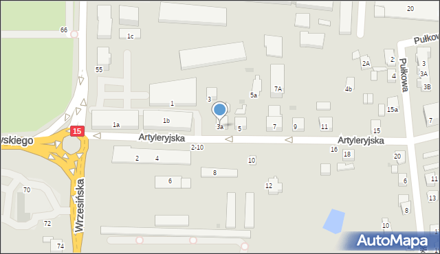 Gniezno, Artyleryjska, 3a, mapa Gniezna