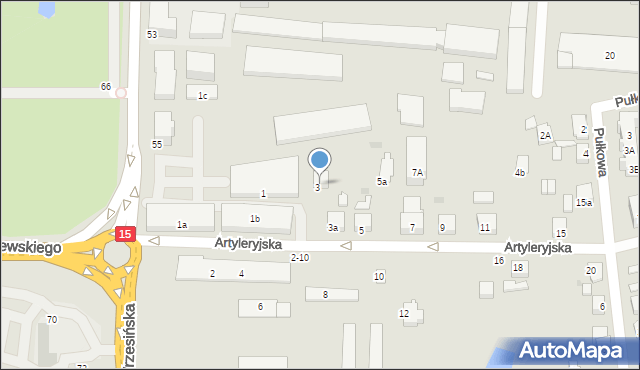 Gniezno, Artyleryjska, 3B, mapa Gniezna