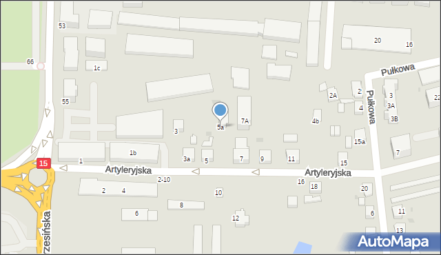 Gniezno, Artyleryjska, 5a, mapa Gniezna