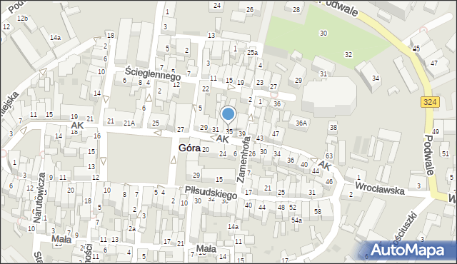 Góra, Armii Krajowej, 35, mapa Góra