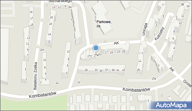 Gorzów Wielkopolski, Armii Krajowej, 27A, mapa Gorzów Wielkopolski