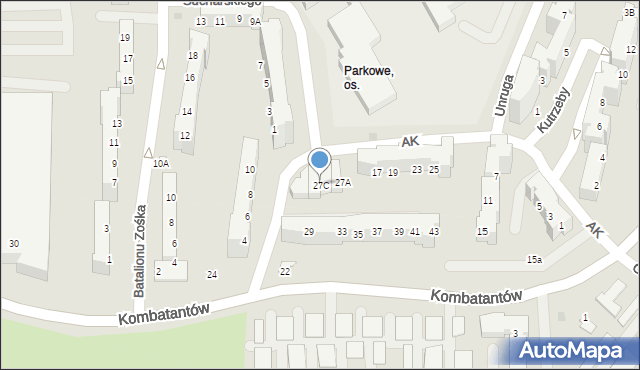 Gorzów Wielkopolski, Armii Krajowej, 27C, mapa Gorzów Wielkopolski