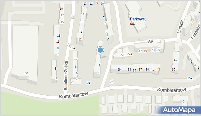 Gorzów Wielkopolski, Armii Krajowej, 8, mapa Gorzów Wielkopolski