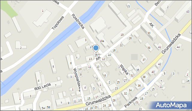 Grybów, Armii Krajowej, 15, mapa Grybów